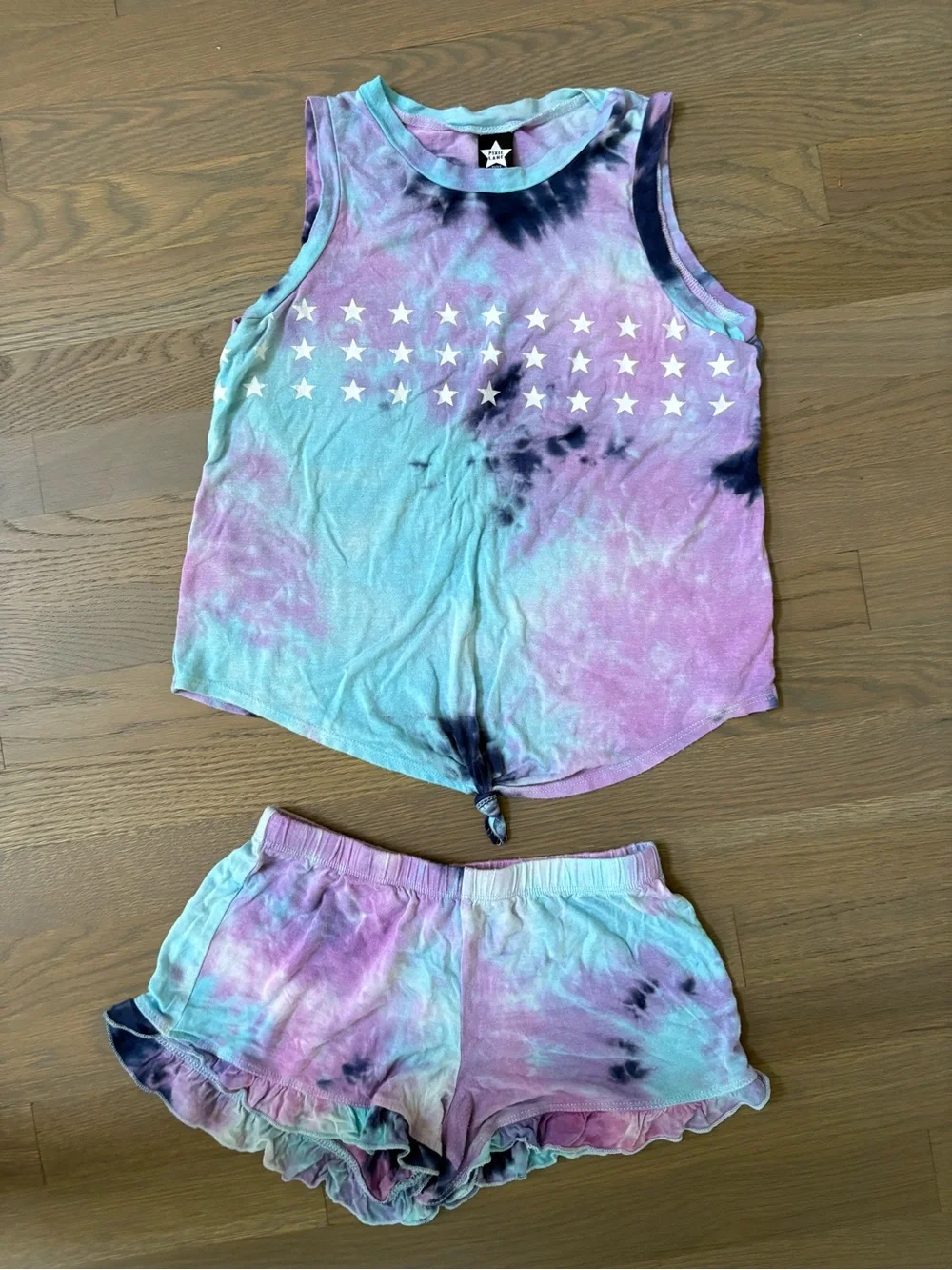 Girls Tie-Dye Tank & Short PJ Set - Purple & Blue
